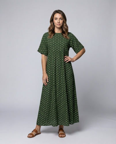 Damen legeres Maxikleid mit Punktmuster