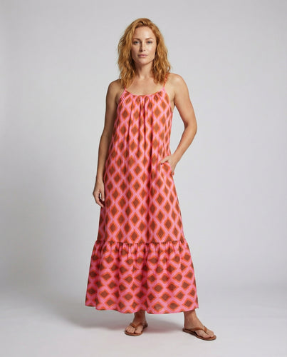 Damen luftiges Maxikleid mit Volant-Saum