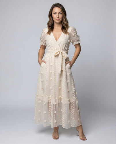 Damen Chiffon-Maxikleid mit Blütenapplikationen