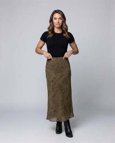 Damen Maxirock mit floralem Jacquard