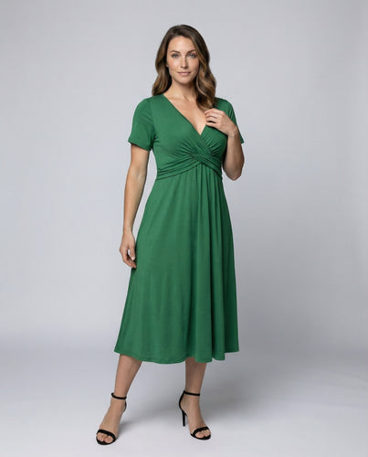 Damen Jersey-Midikleid mit gedrehtem Taillenband
