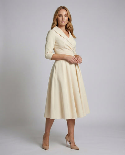 Damen Retro-Midikleid mit Schalkragen