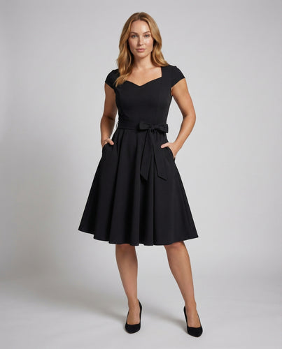 Damen Retro-Swingkleid mit herzförmigem Ausschnitt
