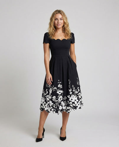Damen Vintage-Cocktailkleid mit plissiertem Tellerrock