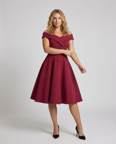 Damen schulterfreies Midikleid mit Korselett