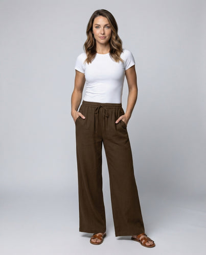 Damen weite Relaxhose mit hohem Elastikbund