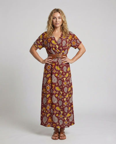 Damen Wickel-Midikleid mit Ornamentprint