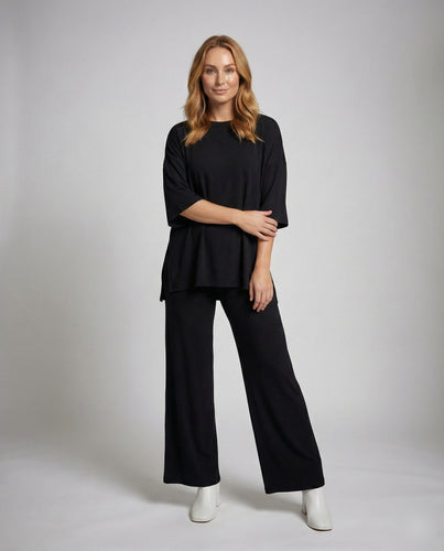 Damen zweiteiliges Jersey-Set mit Palazzo-Hosen