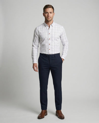 Herren tailliertes Fensterkaro-Hemd im Slim-Fit