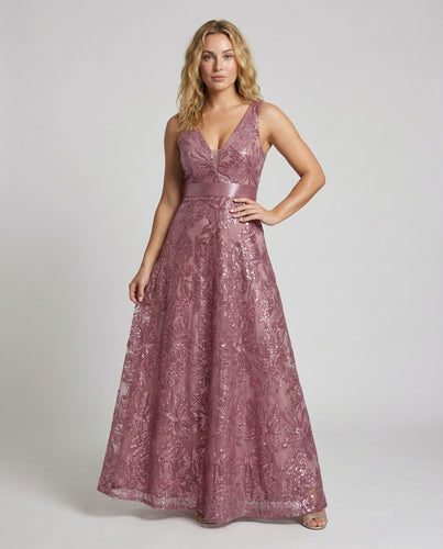 Damen ärmelloses A-Linien-Abendkleid mit Pailletten