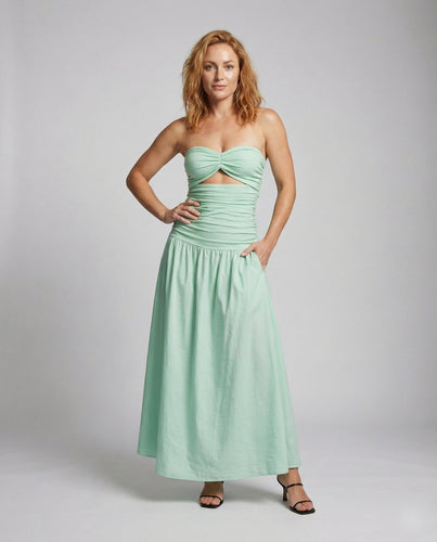 Damen Bandeau-Maxikleid mit Twist-Bustier