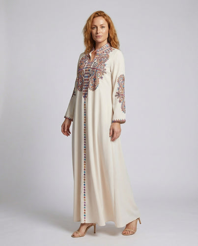 Damen bestickter Abendkaftan mit Paisley-Stickerei