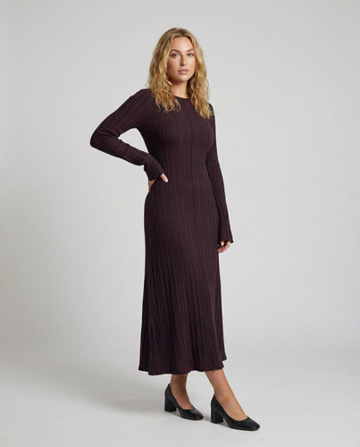 Damen elegantes Faltenrippen-Maxikleid