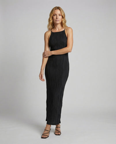 Damen elegantes Maxikleid aus Strukturstrick