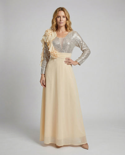 Damen festliches Abendkleid mit Pailletten-Oberteil