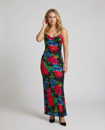 Damen figurbetontes Maxikleid mit Wellenprint