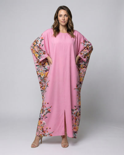 Damen fließendes Maxikleid mit floralem Seitenprint