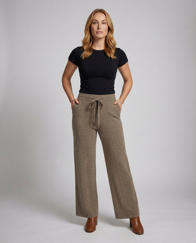 Damen hochgeschnittene weite Strickhose
