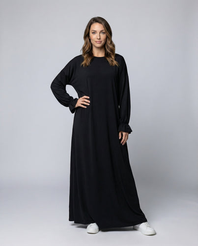 Damen langes A-Linien Maxi-Kleid mit Kapuze