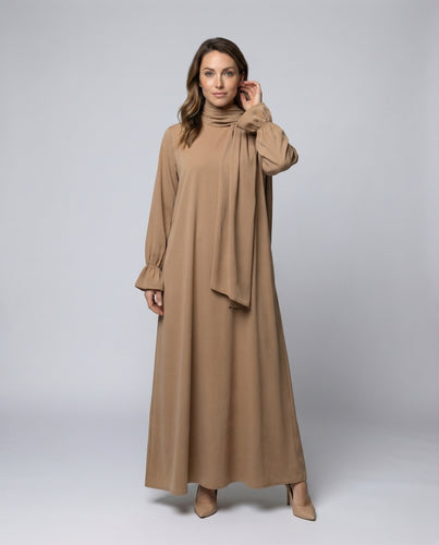 Damen langes Abaya-Kleid mit Lagen-Cape