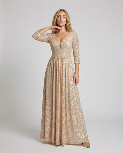 Damen opulentes Pailletten-Abendkleid mit Korsage