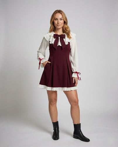 Damen romantisches Minikleid mit Volantkragen