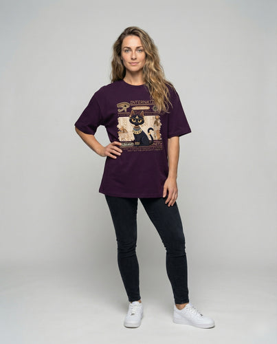 Damen Baumwollshirt mit ägyptischem Katzenprint