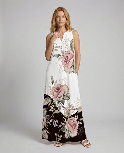 Damen ärmelloses Maxikleid mit Schwalbenschwanzsaum