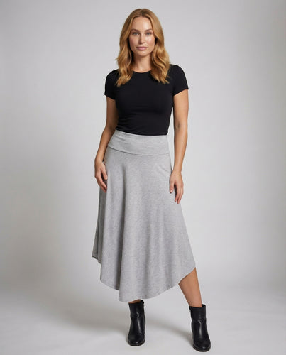 Damen asymmetrischer Maxirock mit Tellerfall