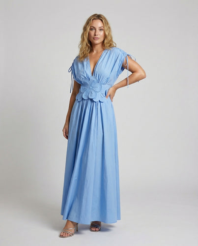 Damen elegantes Kaftan-Maxikleid mit Puffärmeln