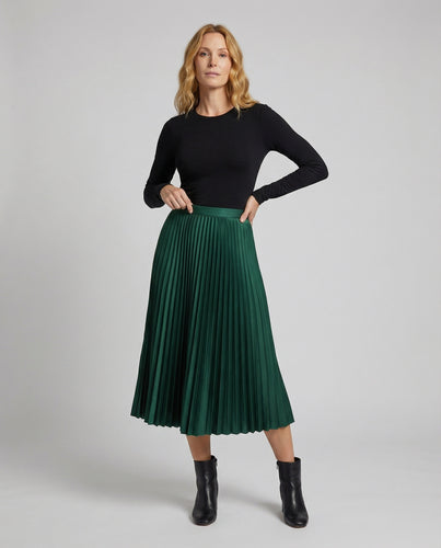 Damen Midirock aus Satin mit Plissee