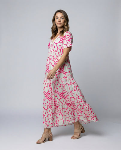 Damen fließendes Maxikleid mit Volant-Saum