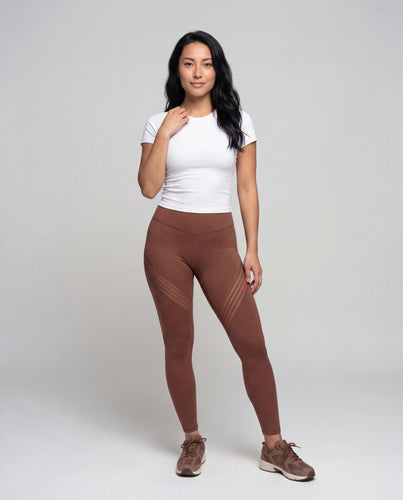 Damen hochgeschnittene Yoga-Leggings mit Mesh-Einsätzen