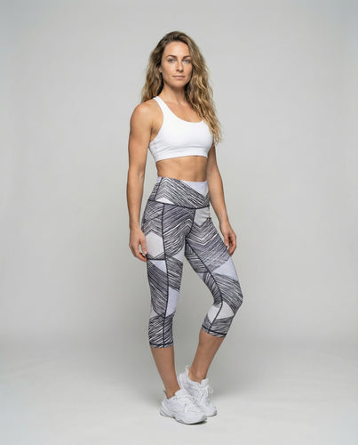 Damen Performance-Capri-Leggings mit Scribble-Print