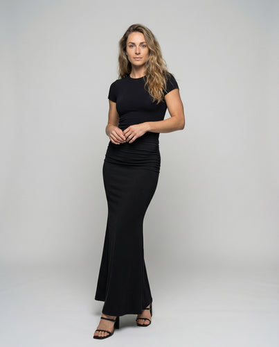 Damen körpernaher Fishtail-Maxirock mit Drapage
