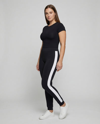 Damen Kapuzen-Top-Set mit Colorblock-Leggings