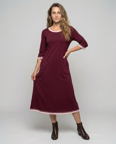 Damen lässiges Maxi-Nachtkleid aus Stretchjersey