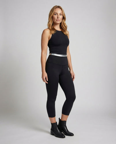 Damen hochgeschnittene Capri-Leggings mit Stützbund