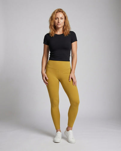Damen hochgeschnittene Komfortform-Leggings mit Hüftkontur