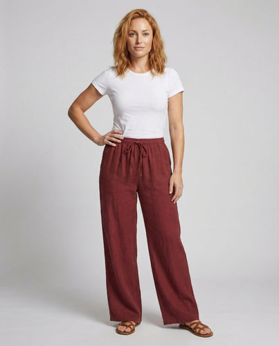 Damen locker fallende Leinen-Fluidhose