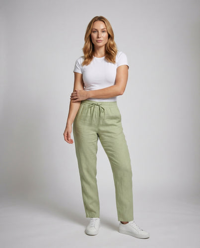 Damen luftige Loungehose mit umgeschlagenem Abschluss