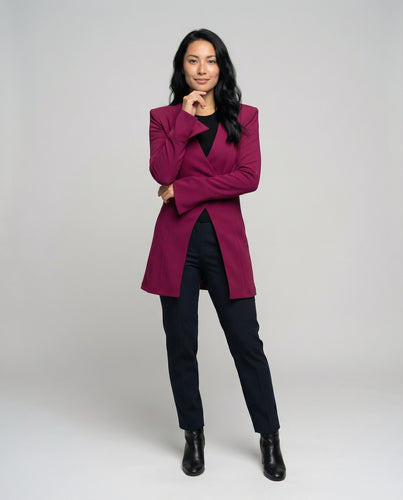 Damen Blazer-Mantel mit asymmetrischer Vorderkante