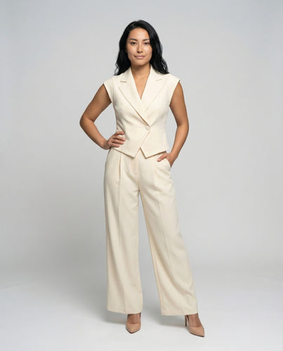 Damen Taillenblazer-Set mit Palazzohose
