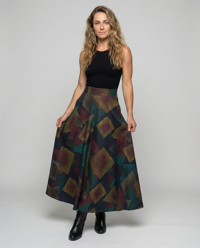 Damen Jacquard-Maxirock mit geometrischem Muster