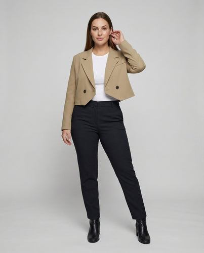 Damen Cropped-Sakko mit asymmetrischer Vorderkante