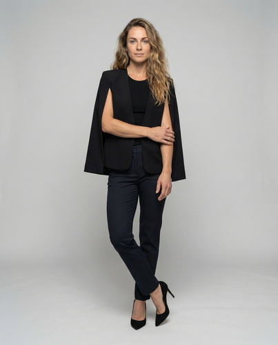 Damen eleganter Blazer-Poncho mit Ärmelschlitzen