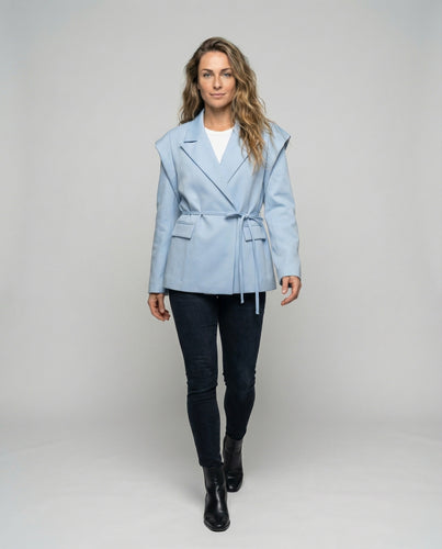Damen floraler Blazer mit Bindegürtel