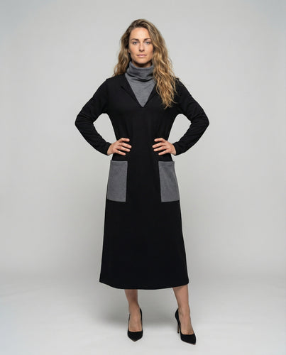 Damen gefüttertes Maxikleid mit Stehkragen