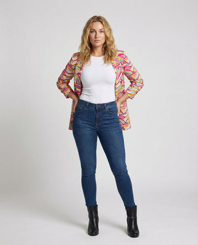 Damen grafisch bedruckter Longblazer