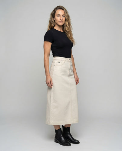 Damen Workwear-Midirock aus Baumwoll-Canvas